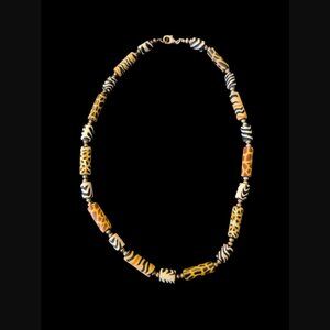 925 Sterling Silver Animal Print Beaded 16.5" Necklace